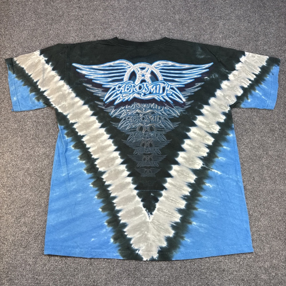 VTG Aerosmith x Liquid Blue Shirt Men M 2006 Tie Dye Classic Rock Tee Guitar AOP - Picture 3 of 10
